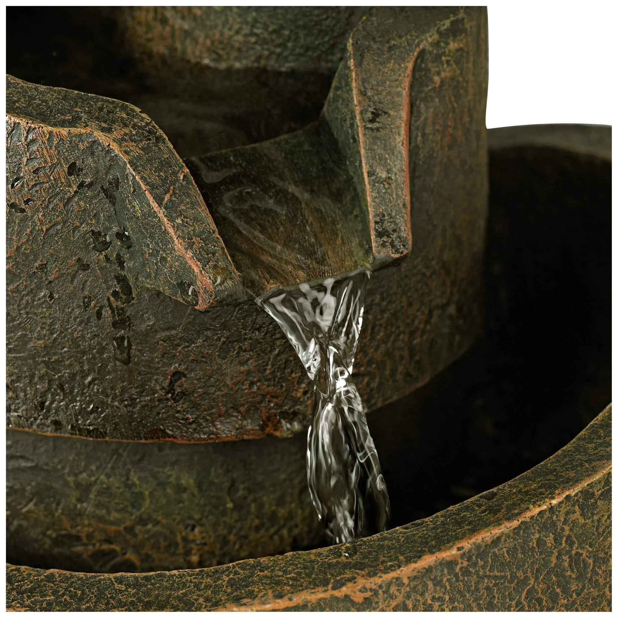 3-Tier Bronze Stone Contemporary Tabletop Fountain by John Timberland