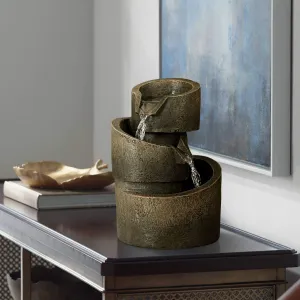 3-Tier Bronze Stone Contemporary Tabletop Fountain by John Timberland