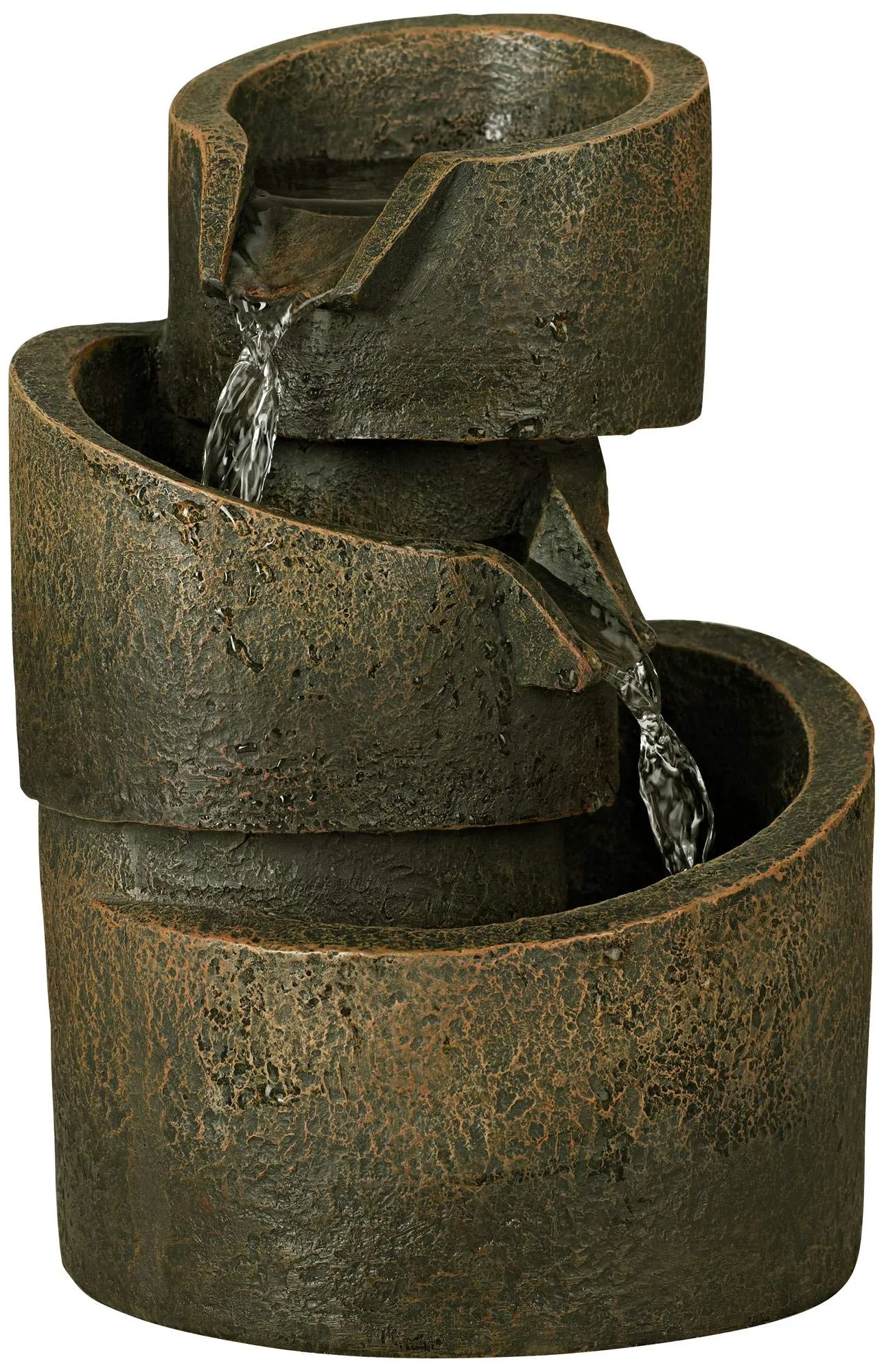 3-Tier Bronze Stone Contemporary Tabletop Fountain by John Timberland