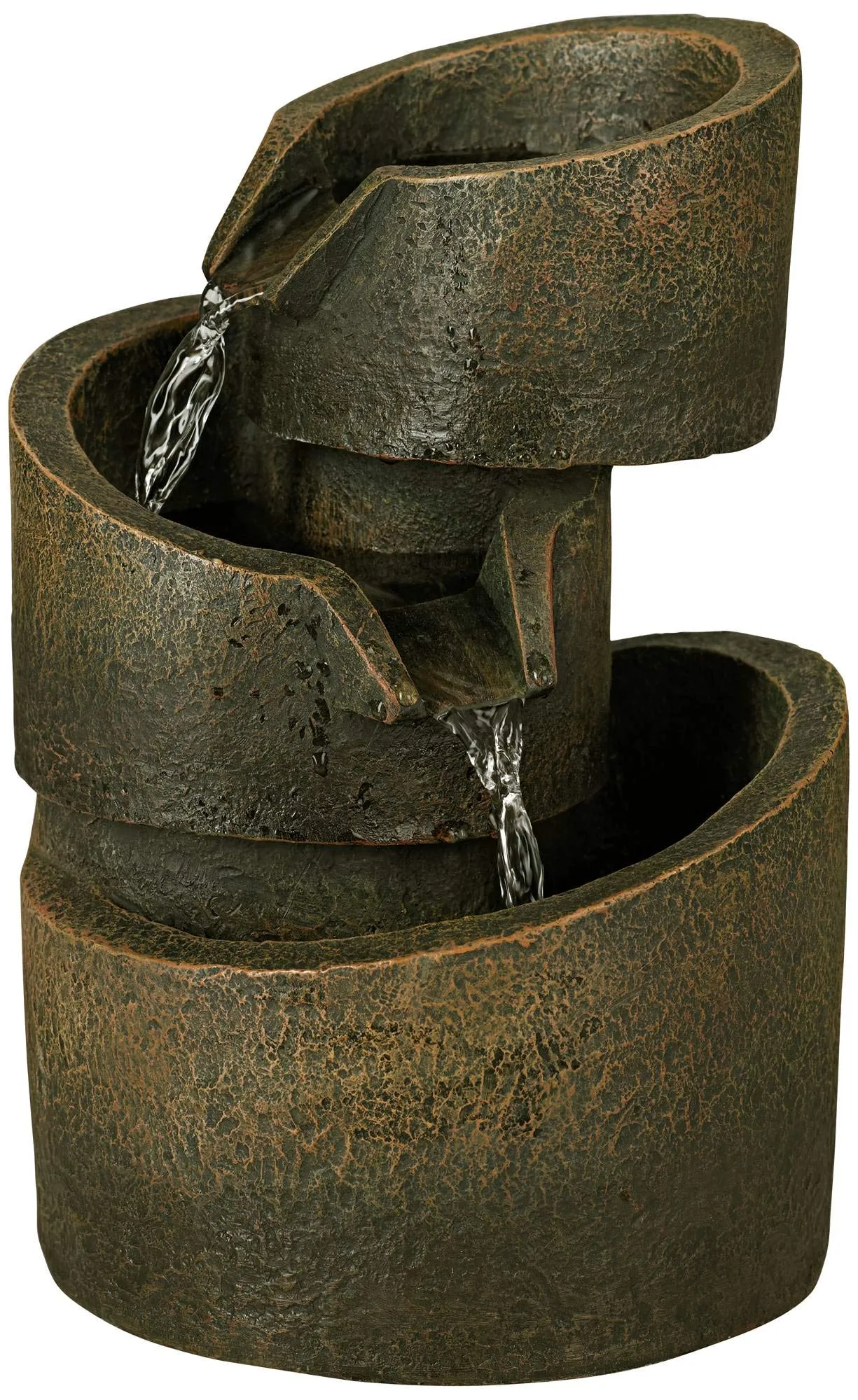 3-Tier Bronze Stone Contemporary Tabletop Fountain by John Timberland