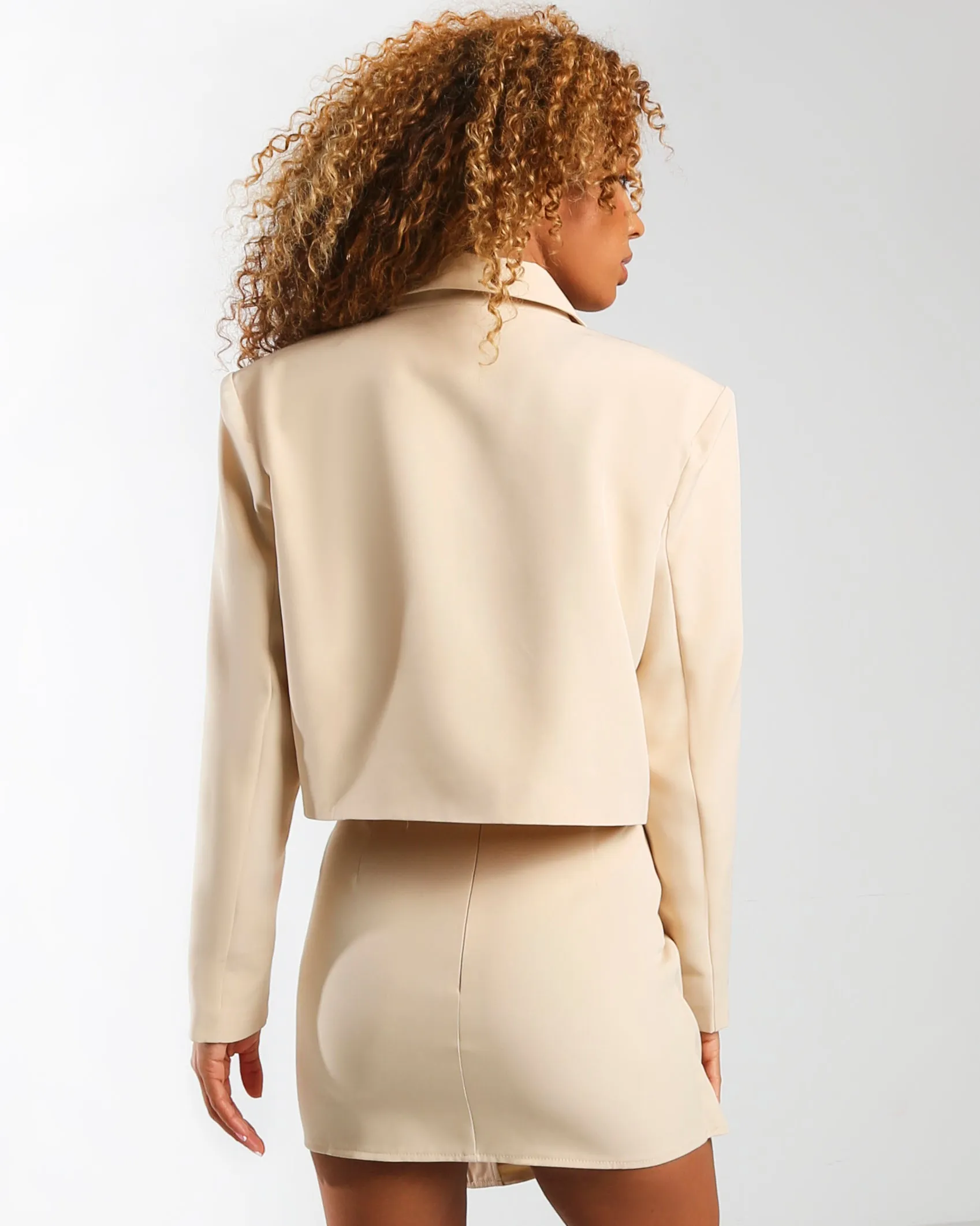 Amber x Public Desire crop blazer co-ord butter