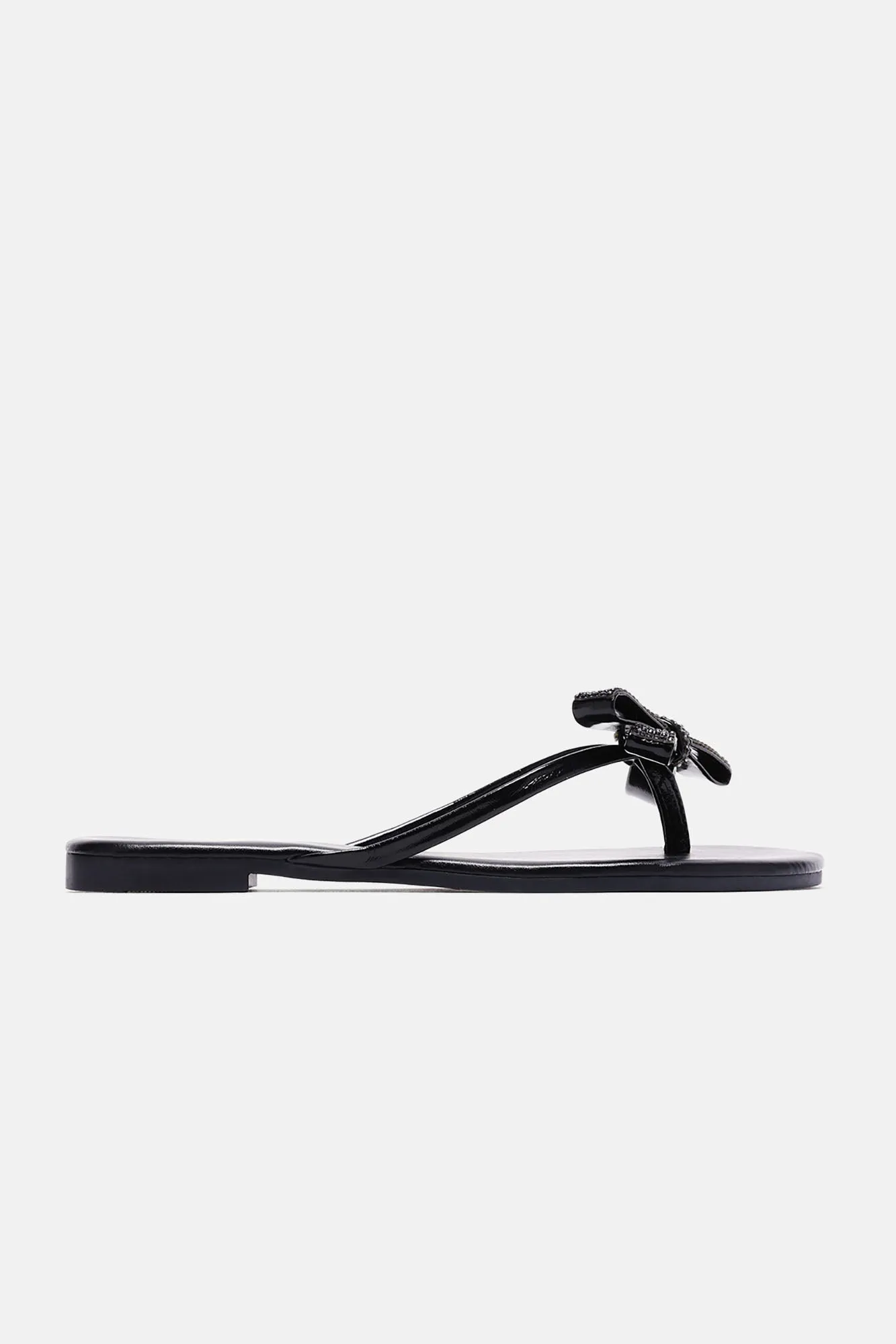 Belle Embellished Flip Flops - Black