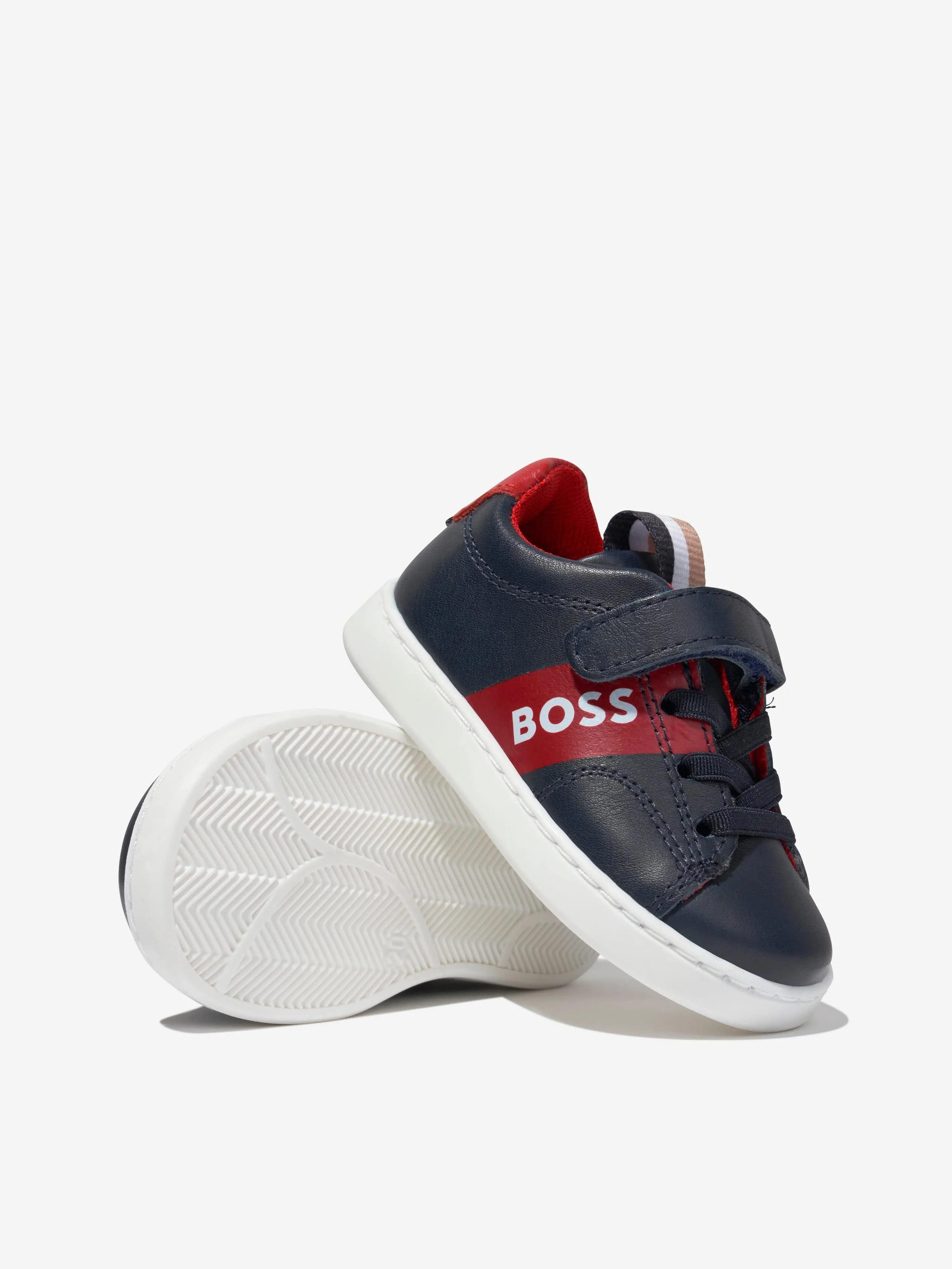 BOSS Boys Leather Logo Trainers