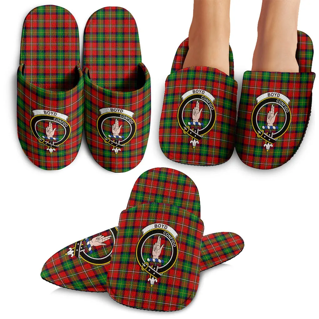 Boyd Tartan Home Slippers with Family Crest