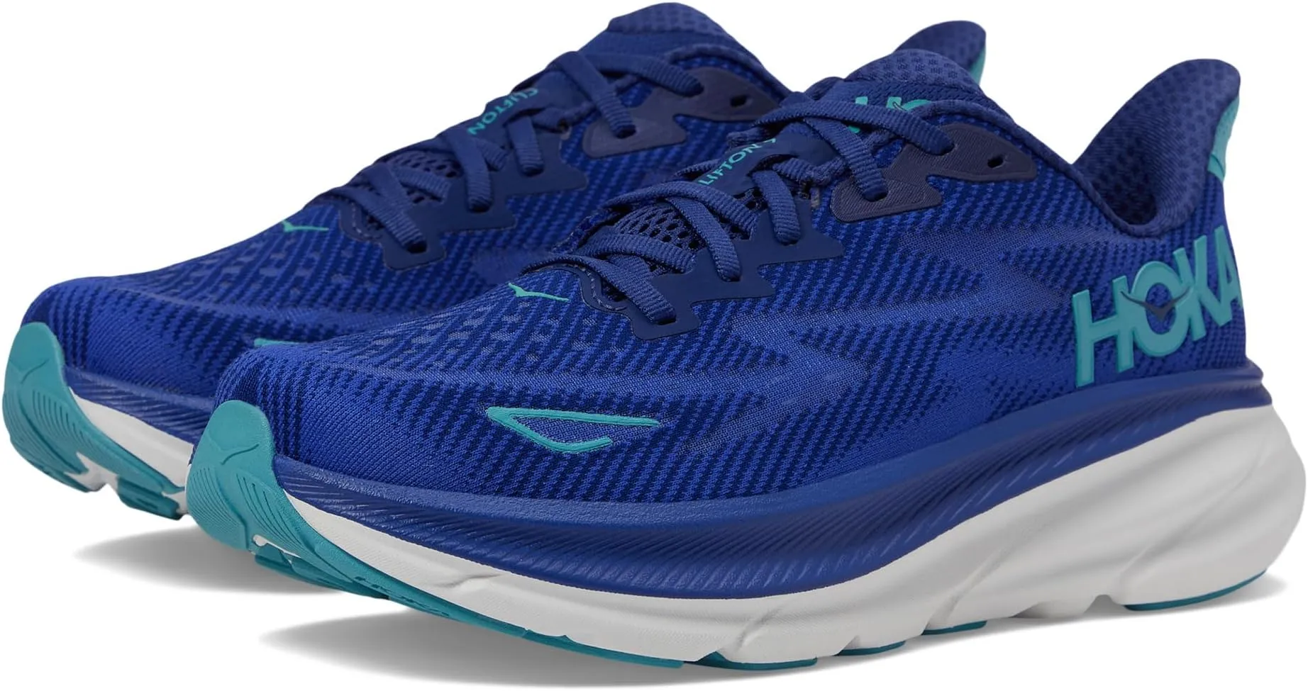 Clifton 9 Hoka sneakers, blue/light blue