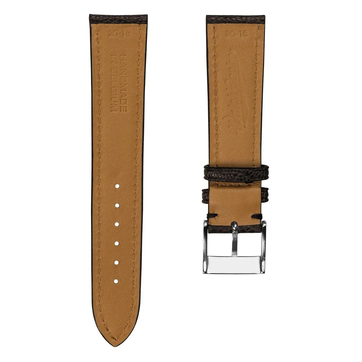 Durbuy Ostrich Leg Handmade Leather Watch Strap - Matt Brown