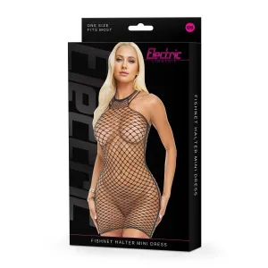 Fishnet Halter Mini Dress