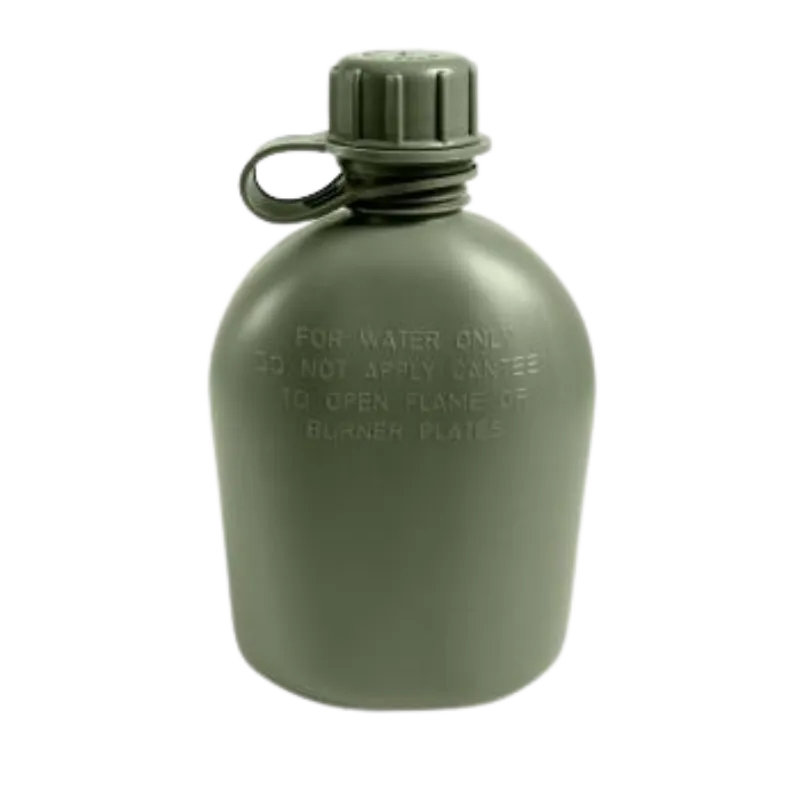 Genuine G.I. 3 Piece 1 Quart Plastic Canteen | Black, Olive