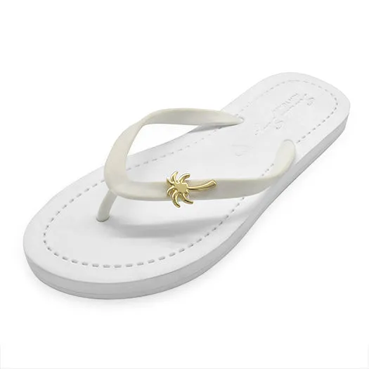 Gold Palm Tree - Studs Flat Flip Flops Sandals