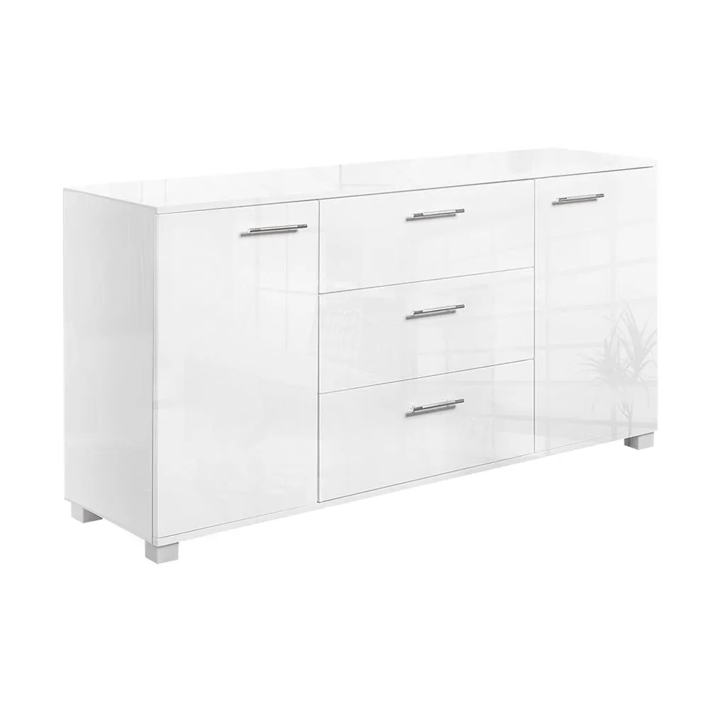 High Gloss Sideboard Storage Cabinet Cupboard - White