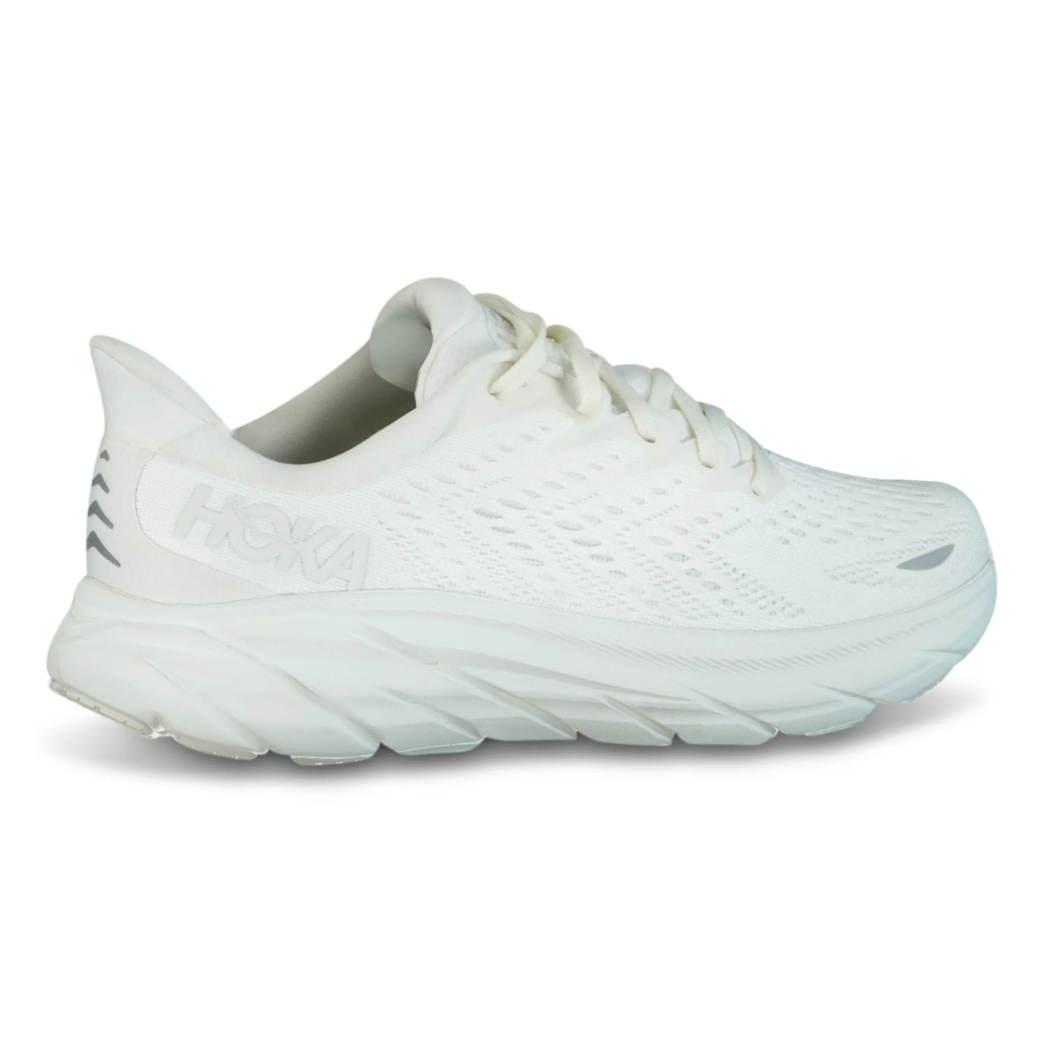 HOKA CLIFTON 8 WHITE TRAINERS