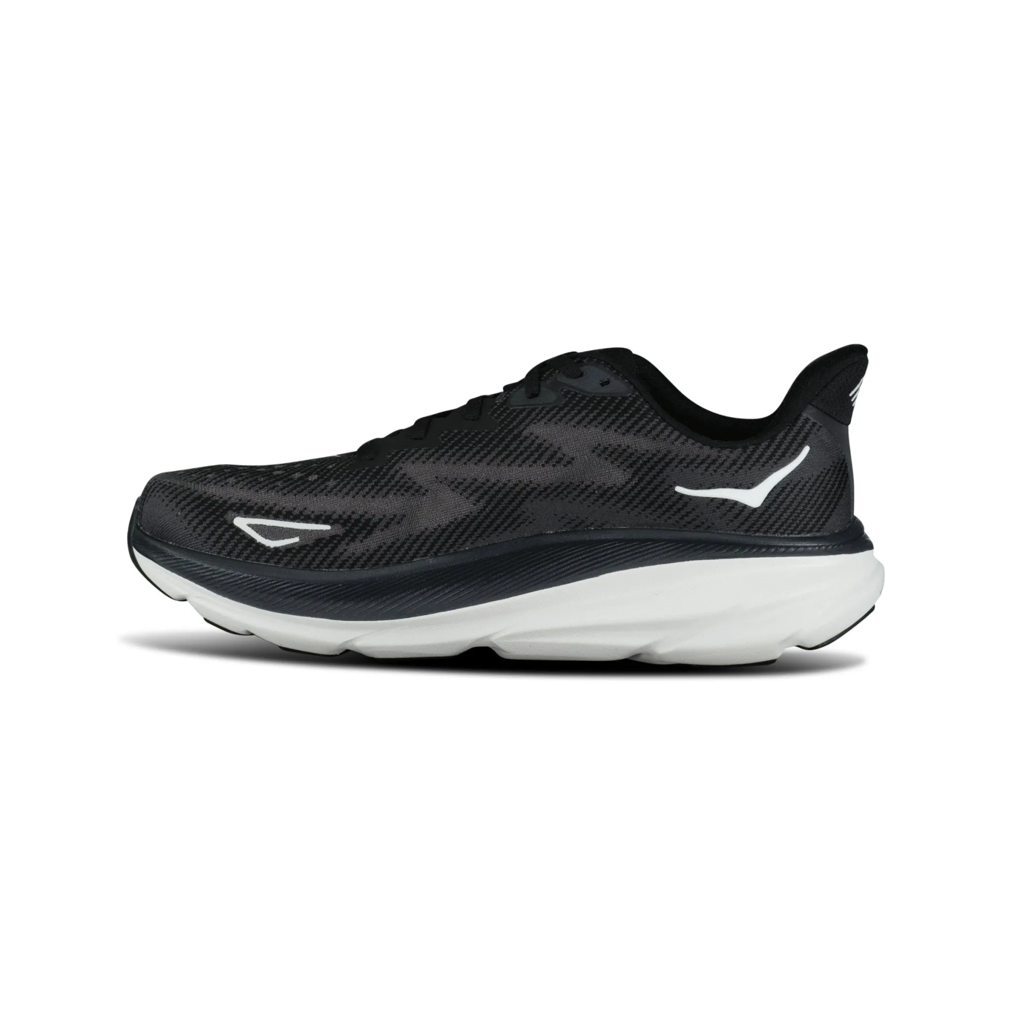 HOKA CLIFTON 9 BLACK / WHITE TRAINERS