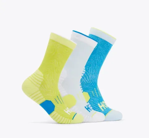 Hoka Crew Run Sock (Diva Blue/Ice Water/Evening Primrose) 3 Pack