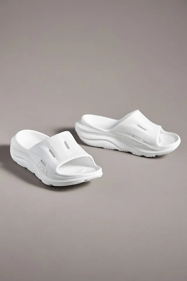 Hoka Ora Recovery Slide 3 platform sandals, white