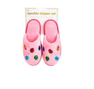 HOLIDAY SPARKLE SLIPPERS BY MUD PIE