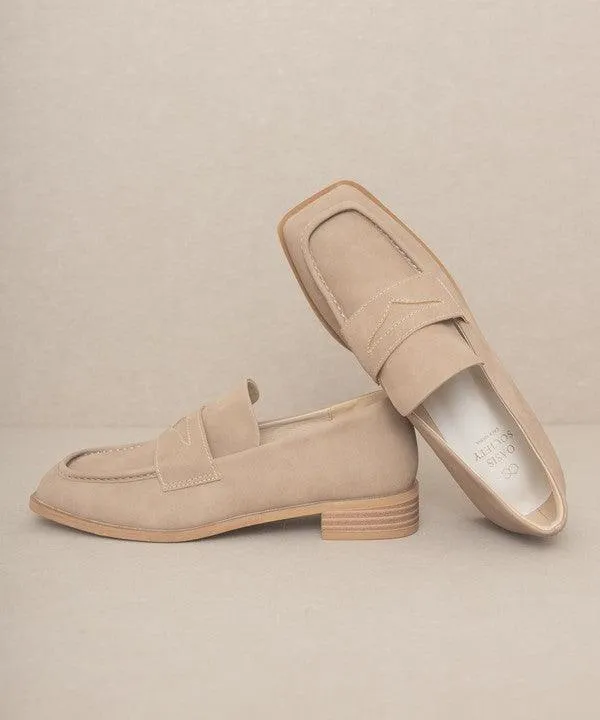 June Square Toe Penny Loafers