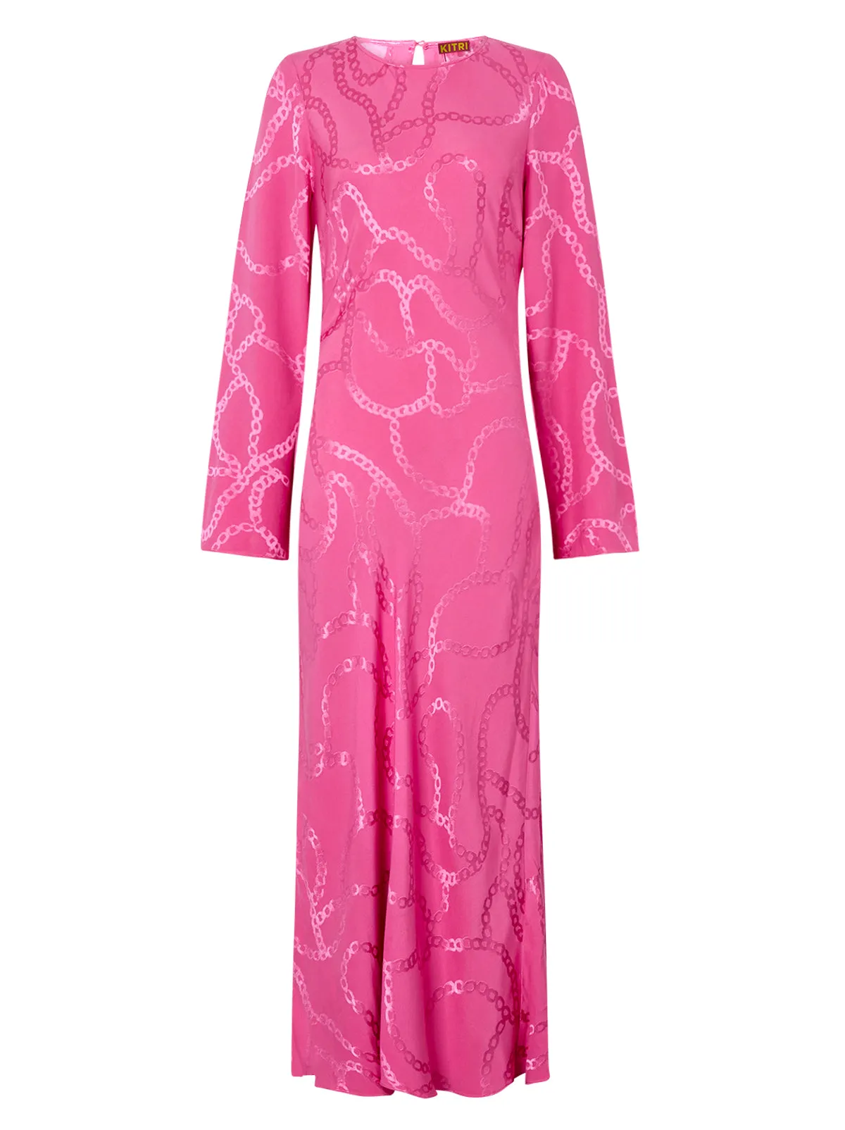 Keira Pink Chain Jacquard Maxi Dress