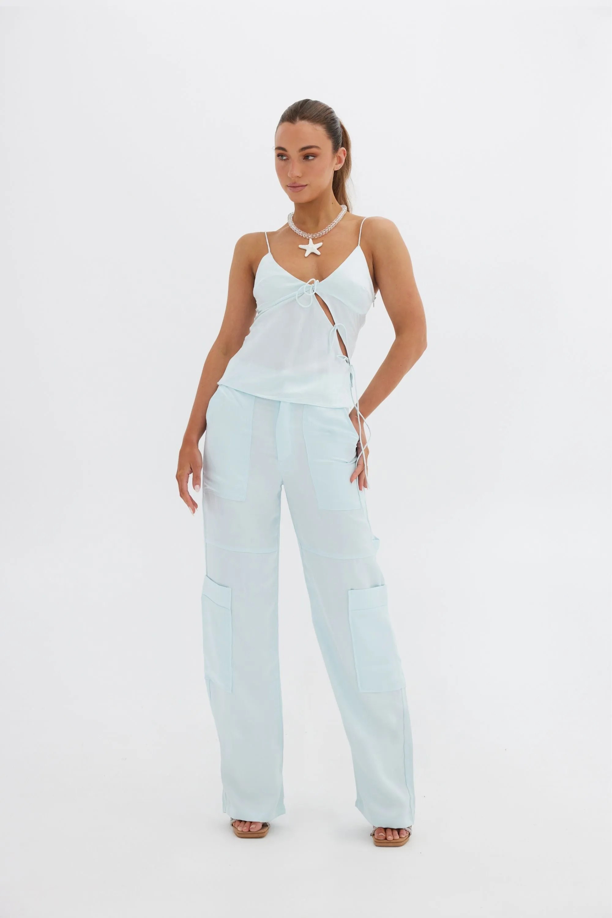 Lara Cargo Pant - Pale blue