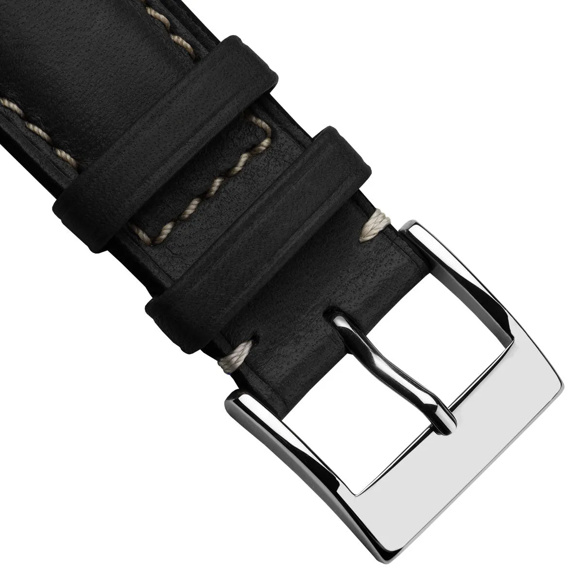 Laverton Padded Cavallo Leather Watch Strap - Black