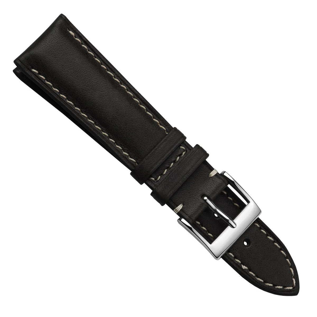 Laverton Padded Cavallo Leather Watch Strap - Black