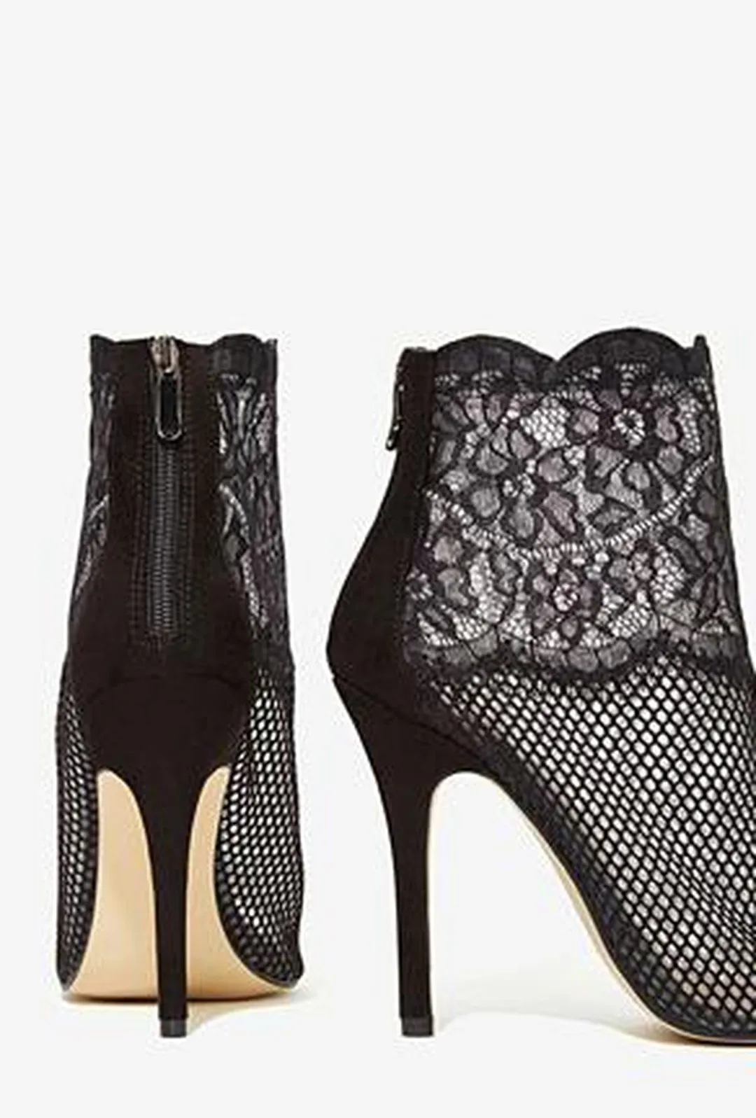 LISA - LACE MESH ANKLE HEELS