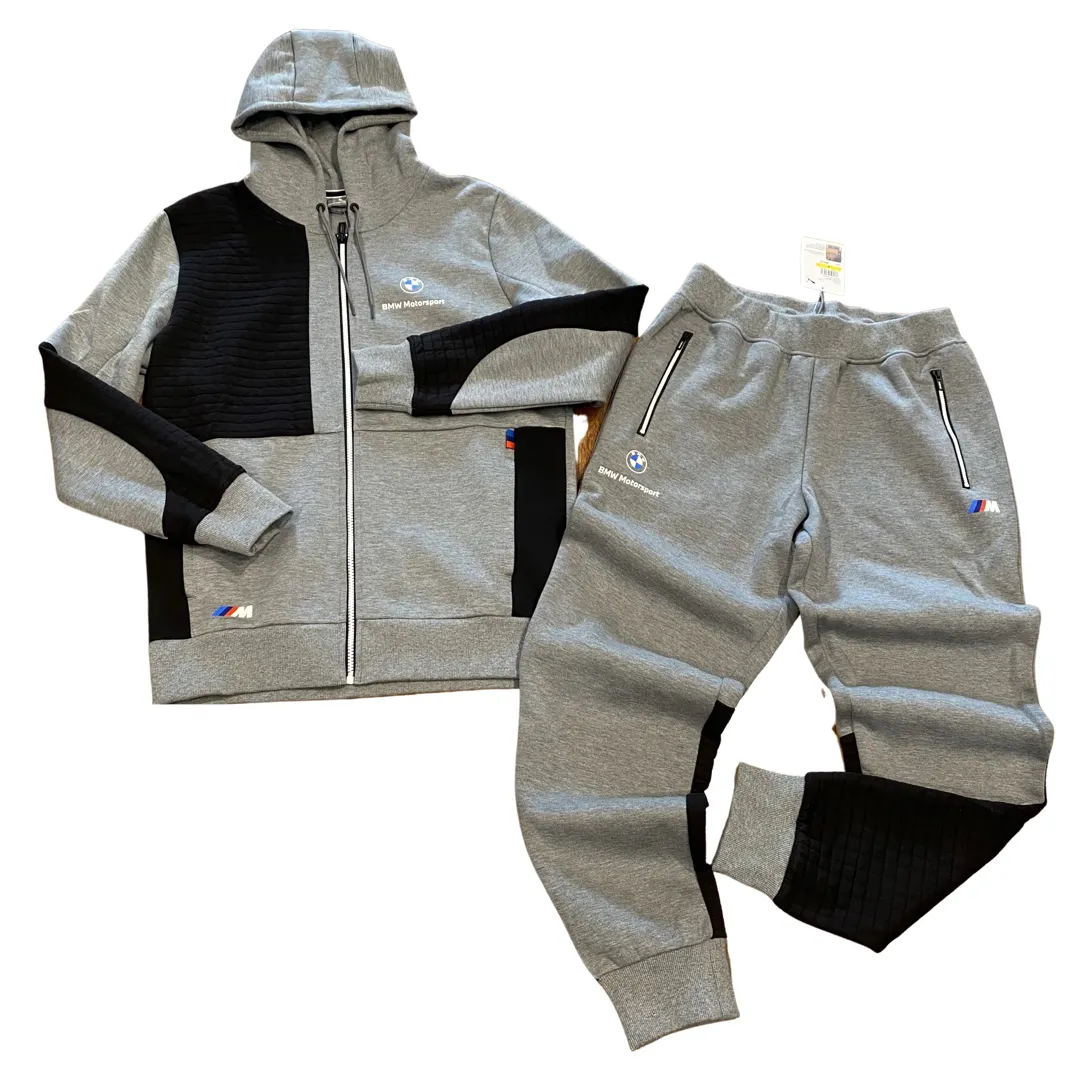 Puma BMW MMS  FULL-ZIP HOODED SWEATSUIT Men’s -MEDIUM GRAY HEATHER  BLACK