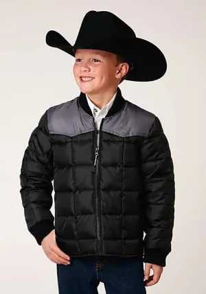 Roper Boy's Polyfill Puffer Coat (Black/Grey) - Children's Jacket