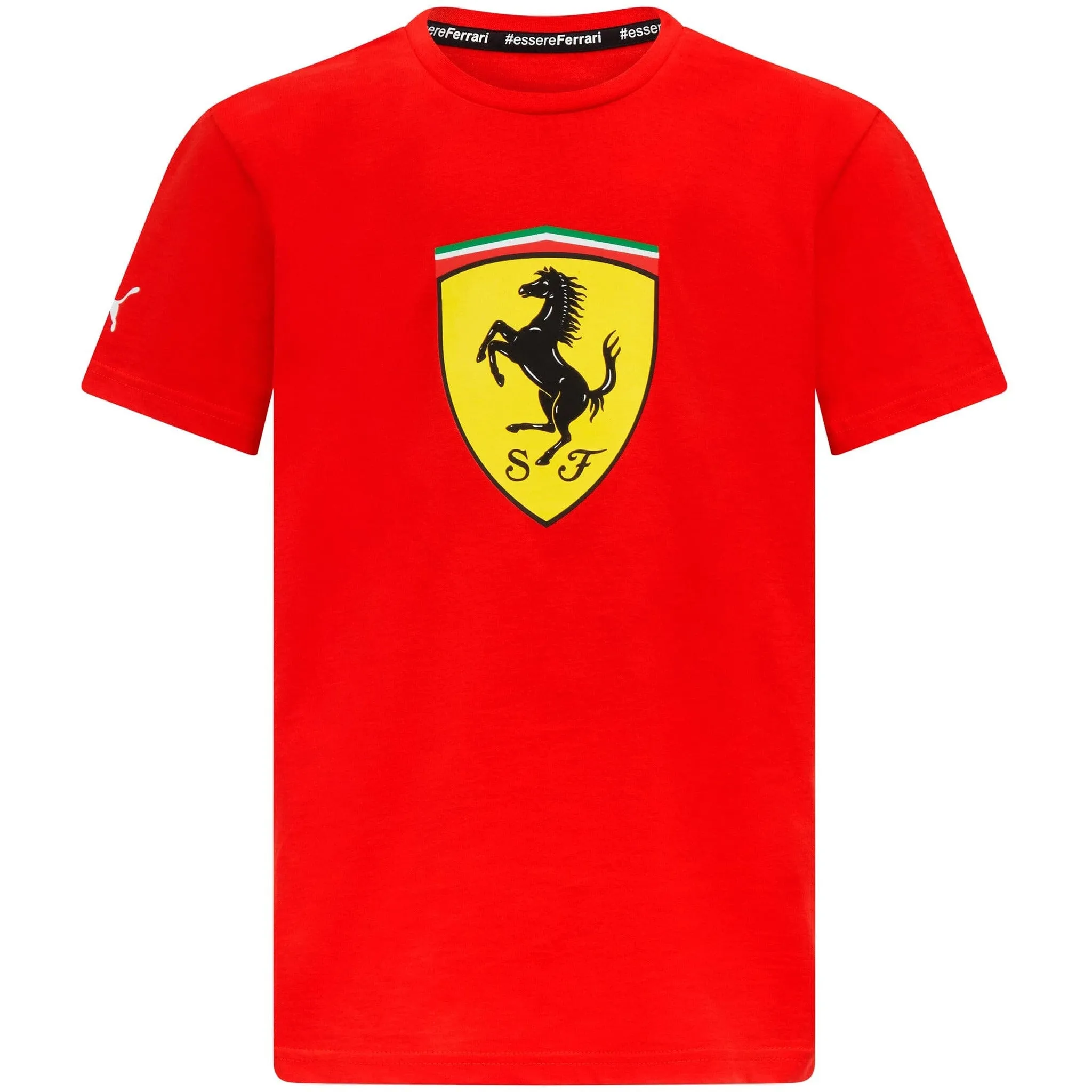 Scuderia Ferrari Kids Puma Large Shield Logo T-Shirt- Youth Red/Black