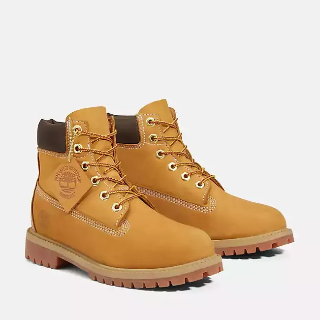 Timberland Kid's Junior Premium 6 Inch Waterproof Boot Shoes - Wheat Nubuck