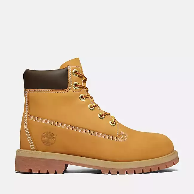 Timberland Kid's Junior Premium 6 Inch Waterproof Boot Shoes - Wheat Nubuck