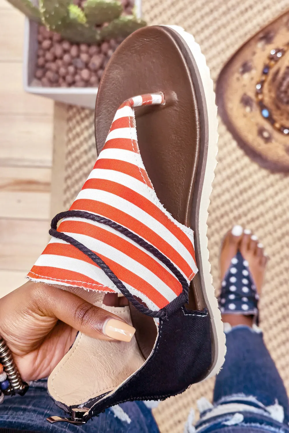 USA Flag Flip-Flop Sandals for Women Summer Beach Flat Sandals