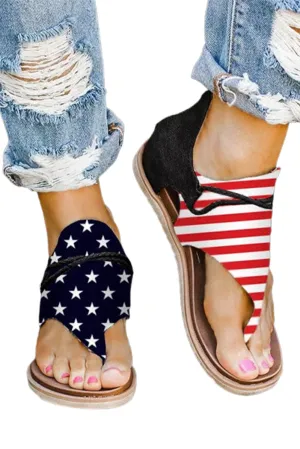 USA Flag Flip-Flop Sandals for Women Summer Beach Flat Sandals