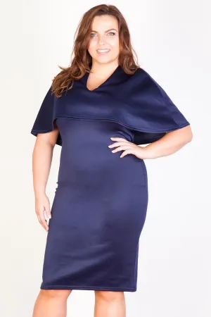 Womens V-Neck Bodycon Cape Dress